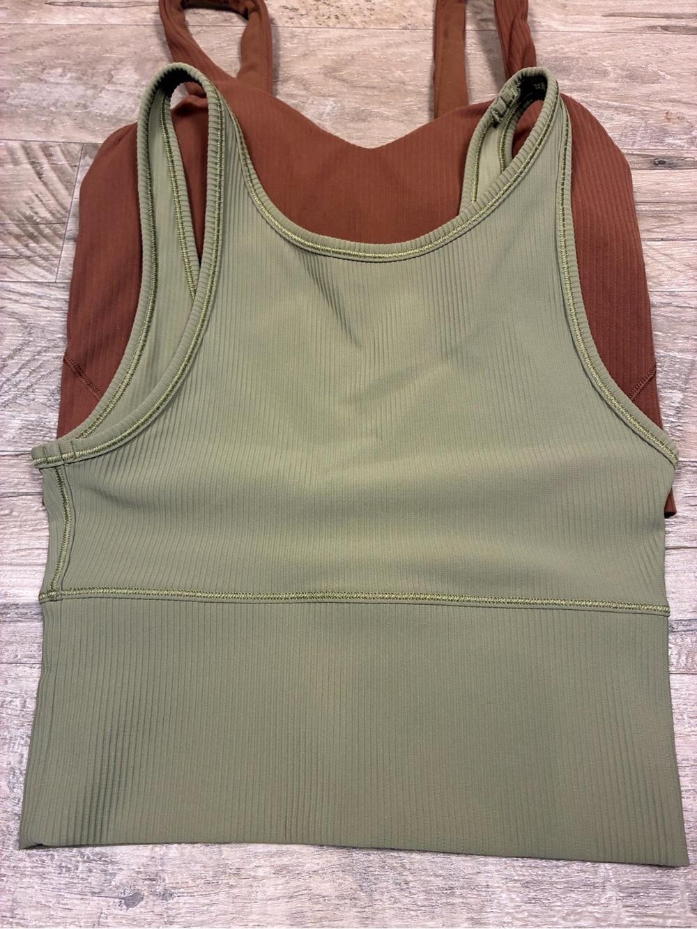 Lululemon 2 Cropped Ribbed Tank Tops Power Pivot Align - Picture 5 of 10